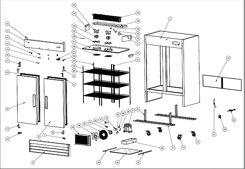 Door Reach-In Refrigerator