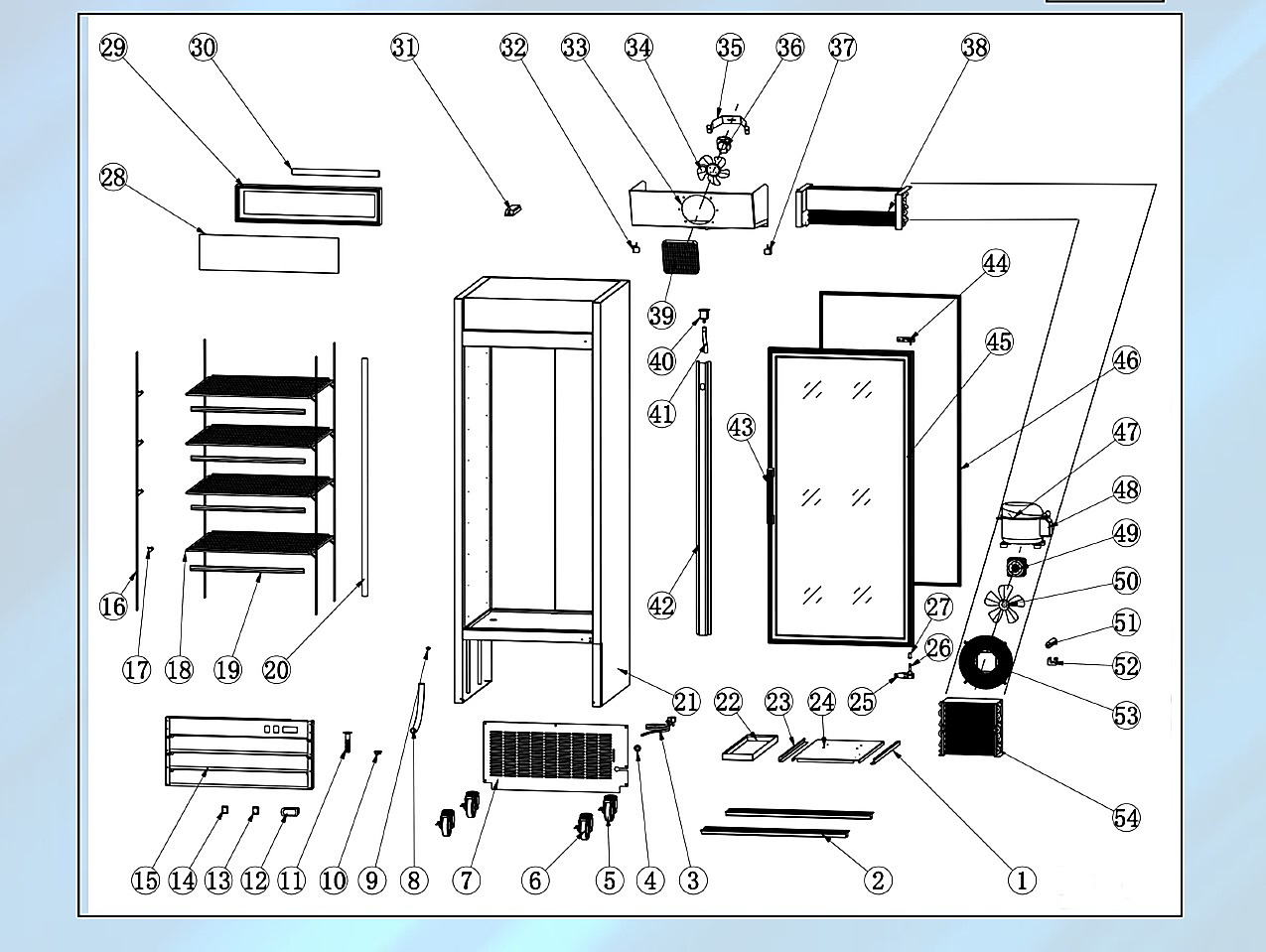 28� Glass Door Refrigerated Merchandiser - 1 Door Swing