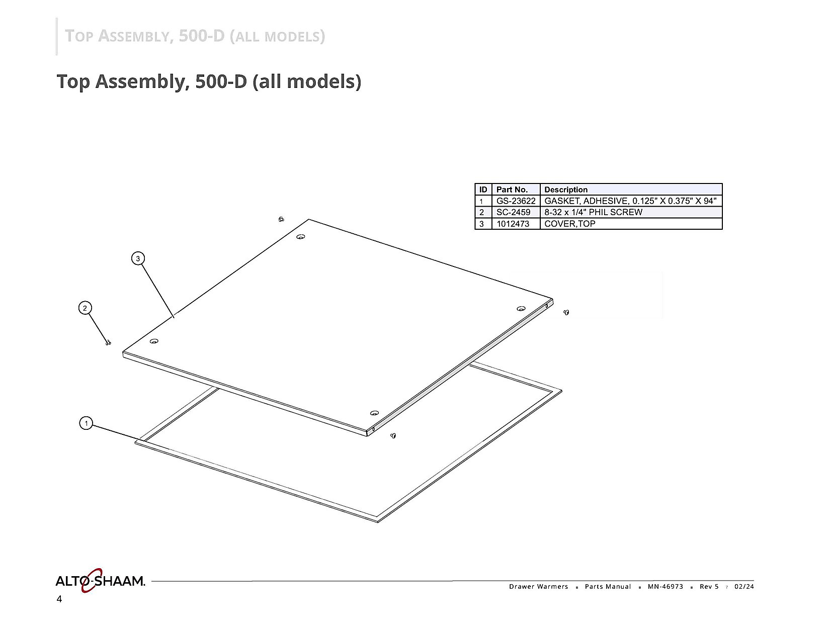 Top Assembly, 500-D