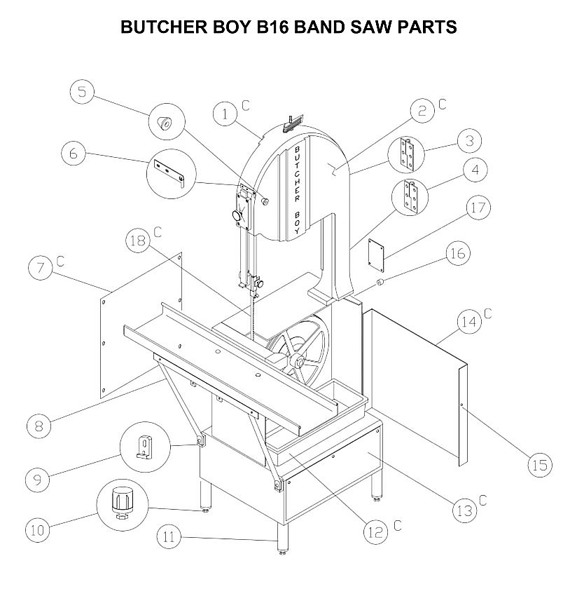 Butcher Boy B16 Band Saw Parts