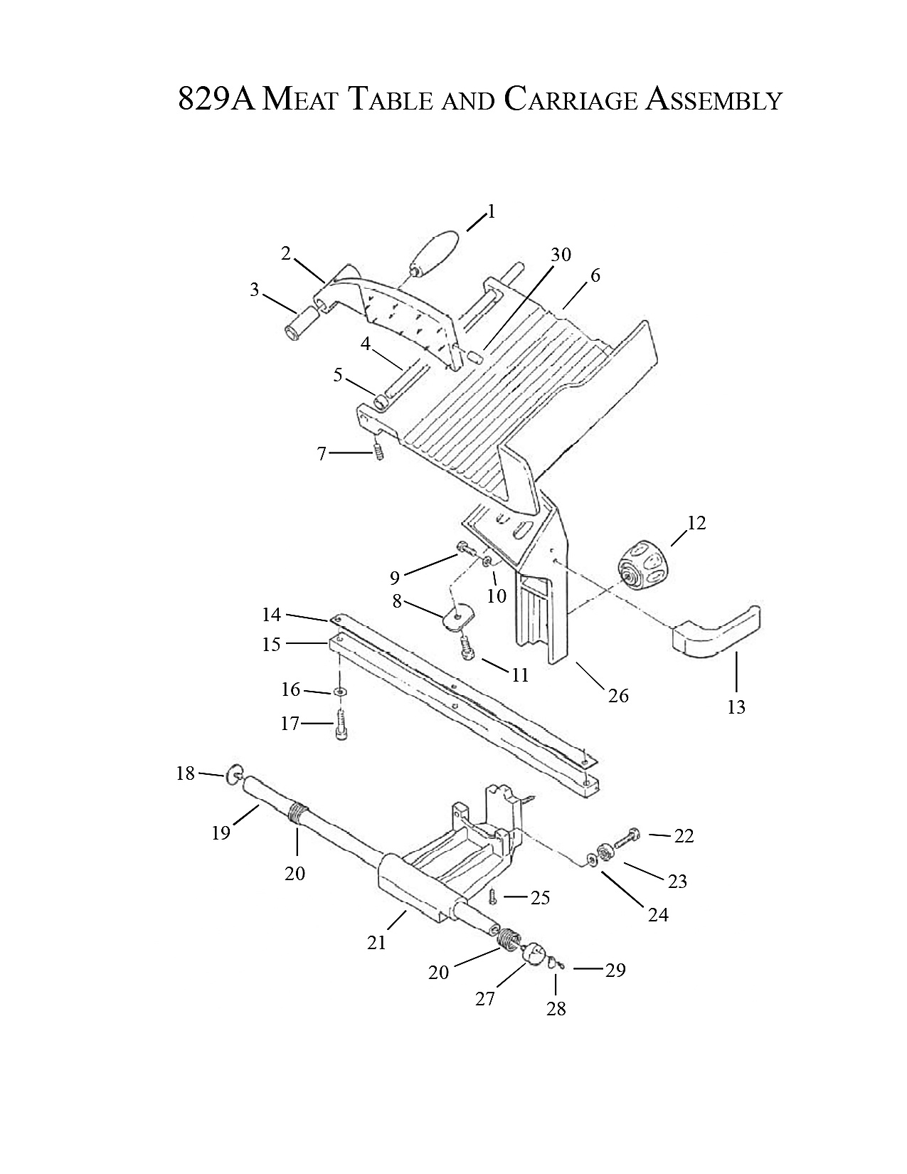 3829A MEAT TABLE AND CARRIAGE ASSEMBLY