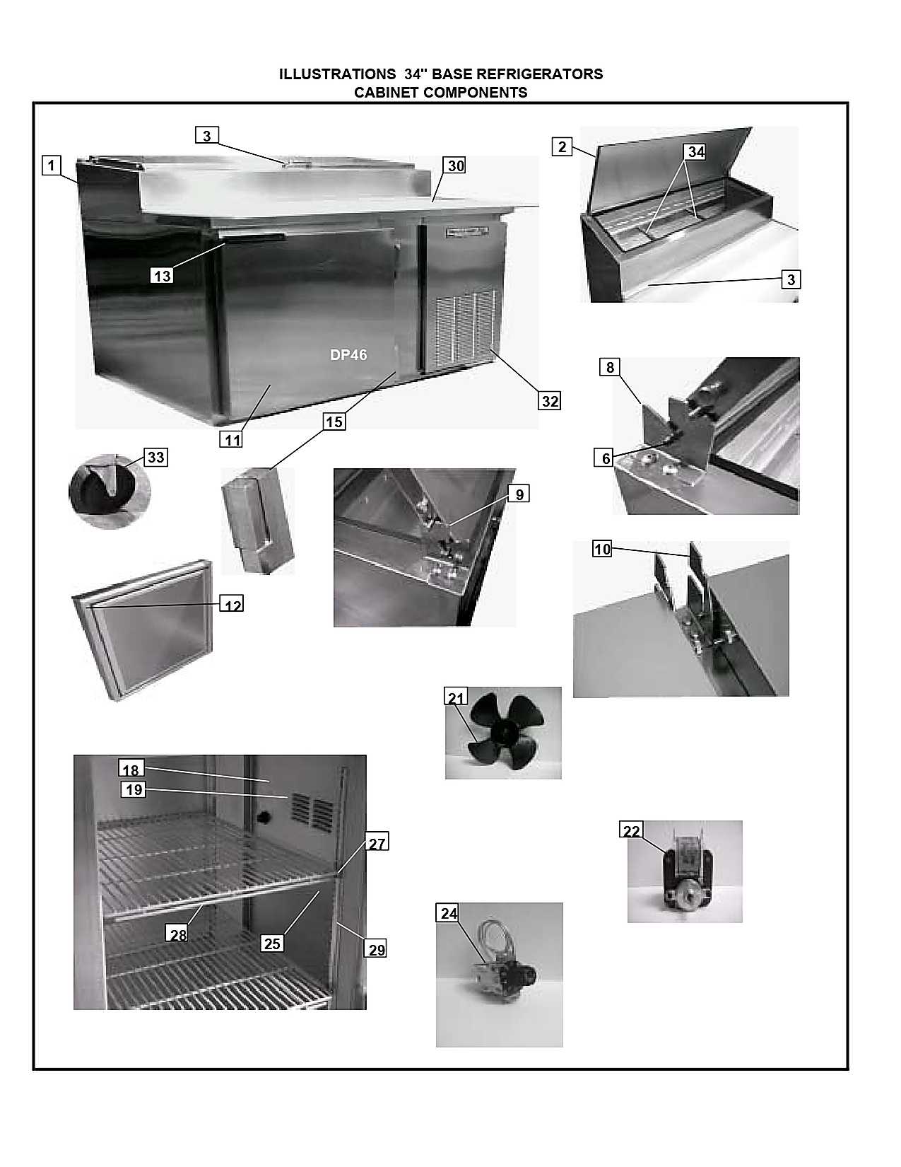 ILLUSTRATIONS 34'' BASE REFRIGERATORS
