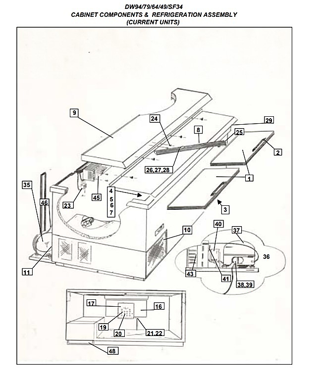 CABINET COMPONENTS & REFRIGERATION ASSEMBLY