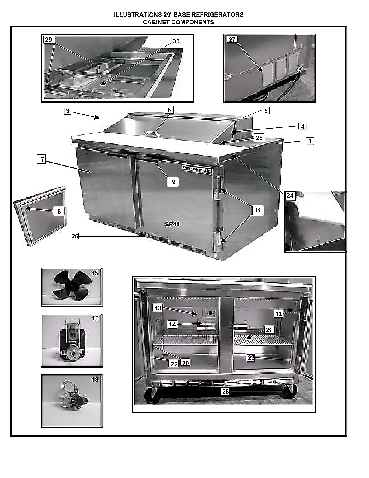 ILLUSTRATIONS 29' BASE REFRIGERATORS CABINET COMPONENTS