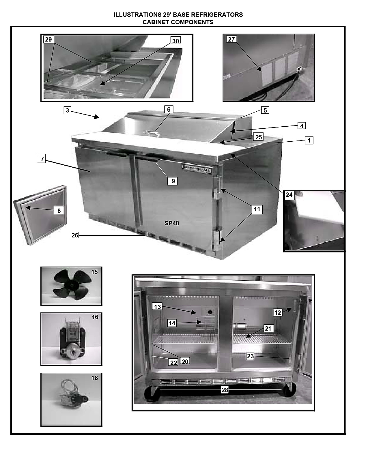 ILLUSTRATIONS 29' BASE REFRIGERATORS CABINET COMPONENTS