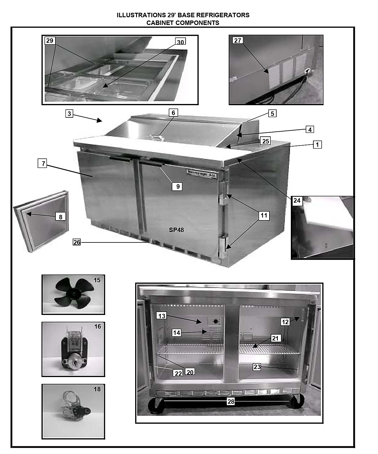 29' BASE REFRIGERATORS CABINET COMPONENTS