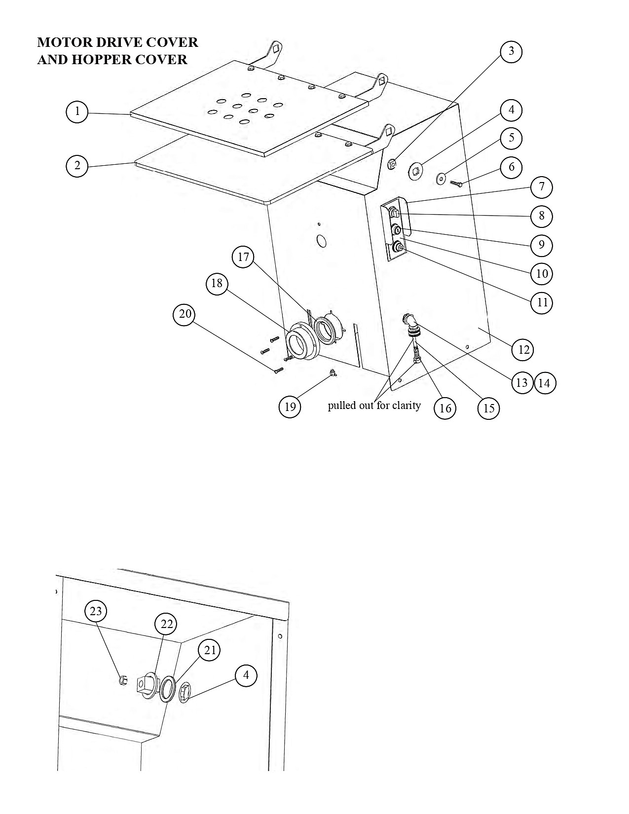 MOTOR DRIVE COVER AND HOPPER COVER