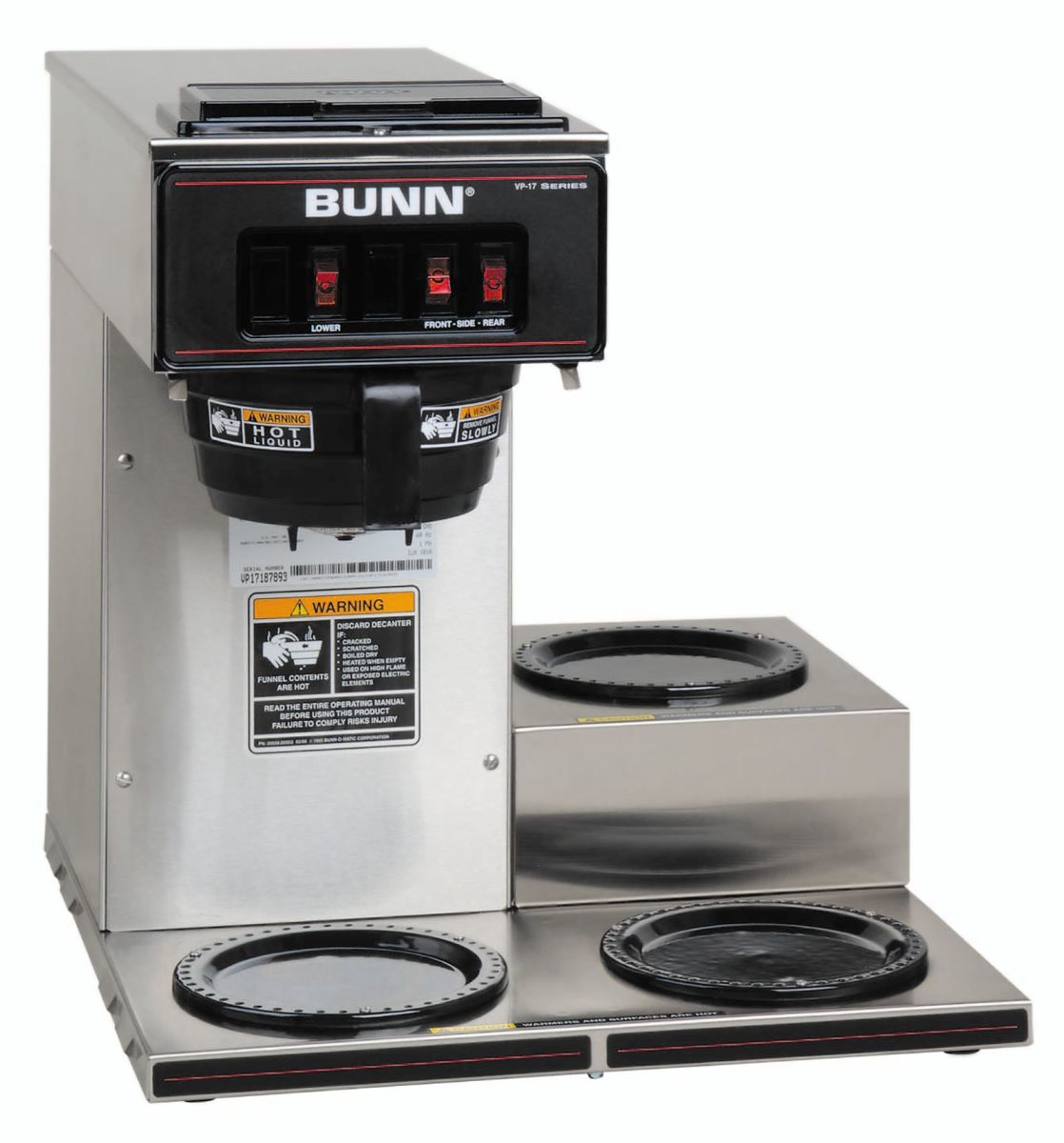 Bunn VP17-3, Stainless (3 Lower Warmers) (13300.0003) Parts & Manuals ...