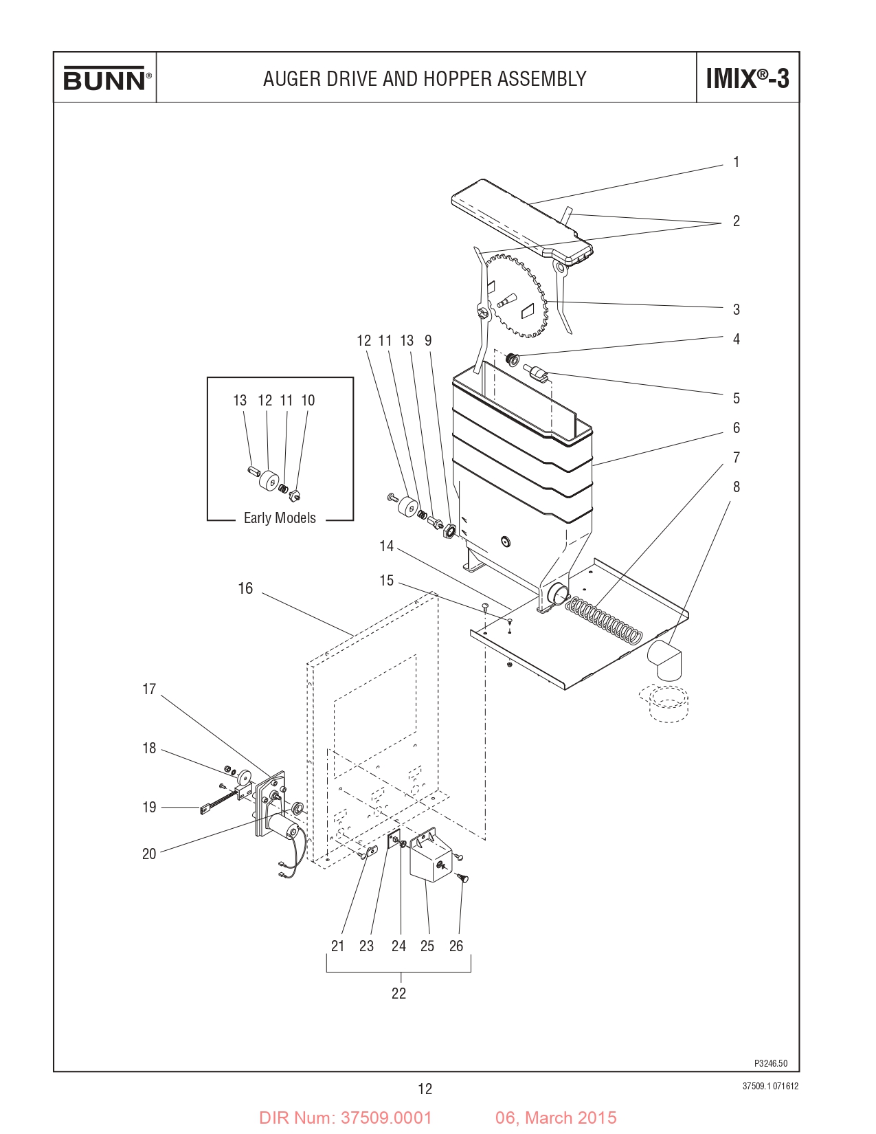 AUGER DRIVE AND HOPPER ASSEMBLY