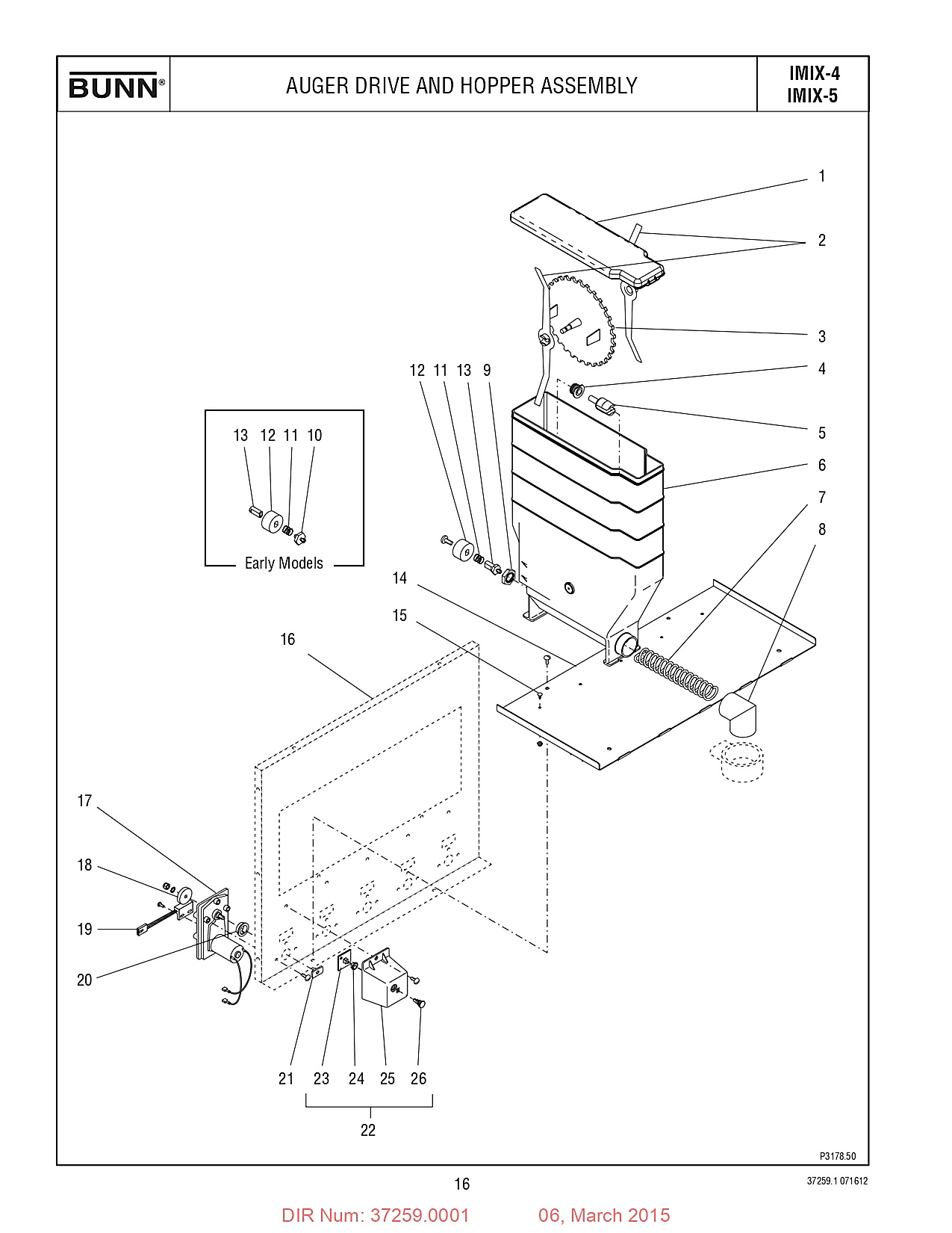 Bunn Auger Drive And Hopper Assembly