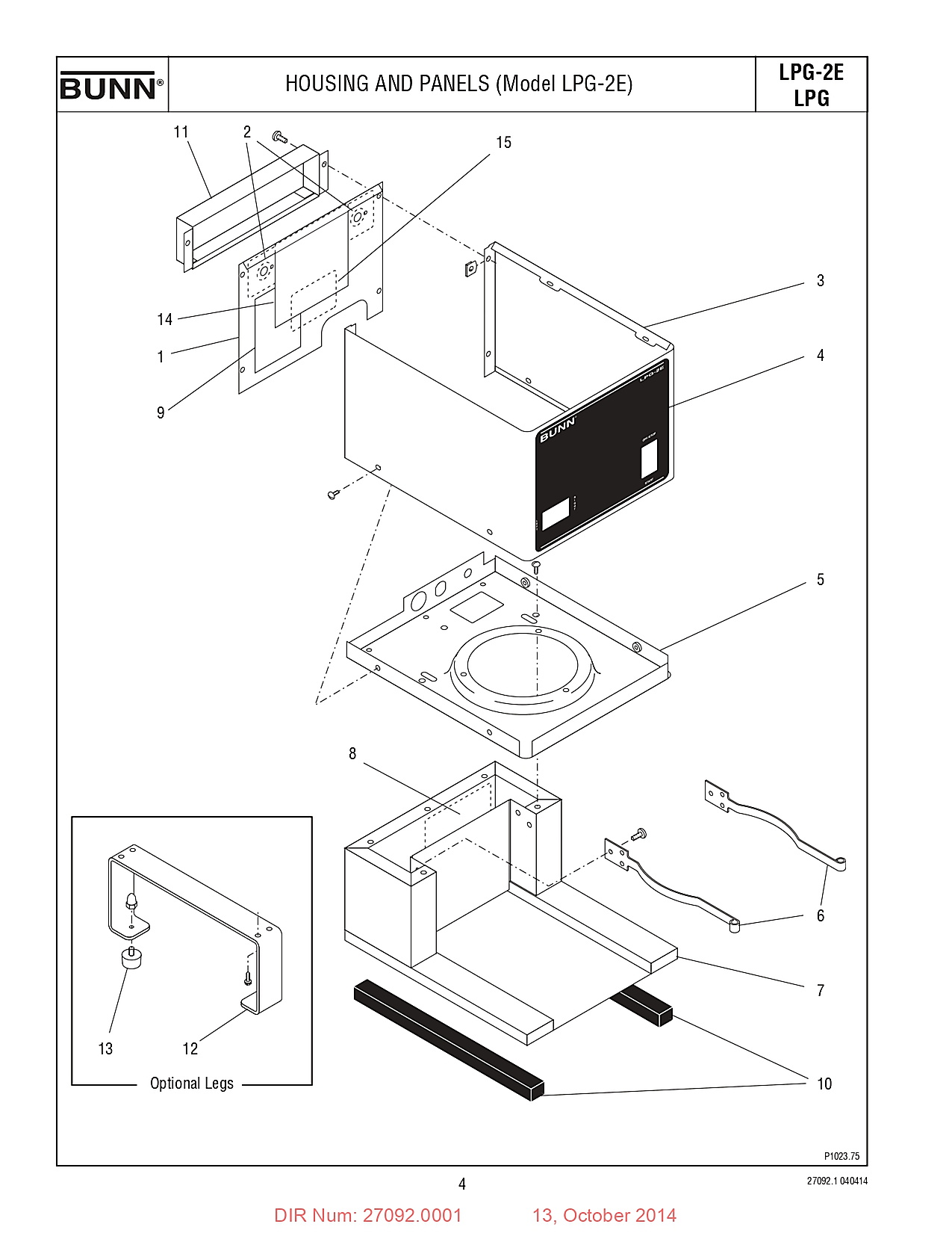 HOUSING AND PANELS (Model LPG-2E)