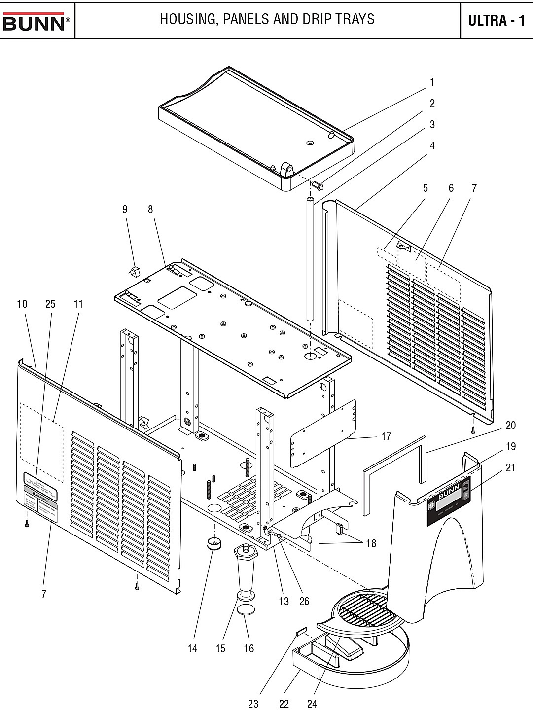 HOUSING, PANELS AND DRIP TRAYS