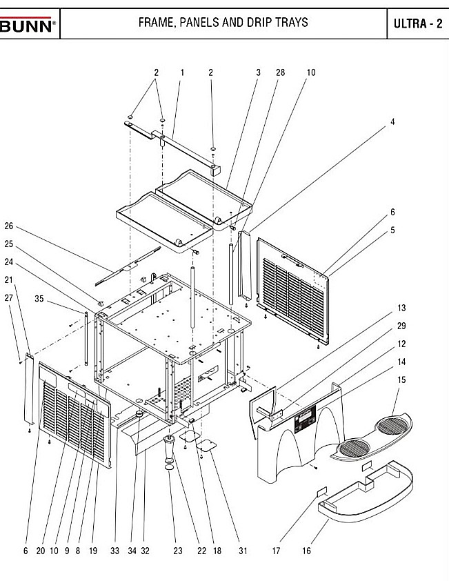 Bunn FRAME, PANELS AND DRIP TRAYS