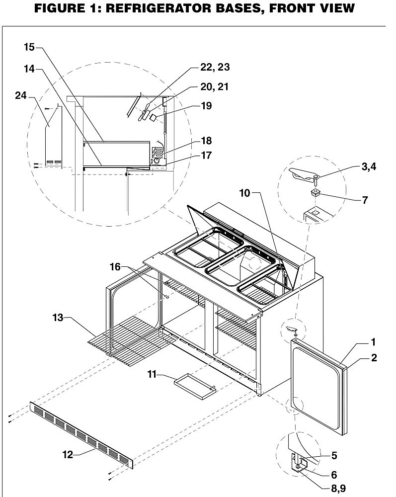 Refrigerator Bases, Front View