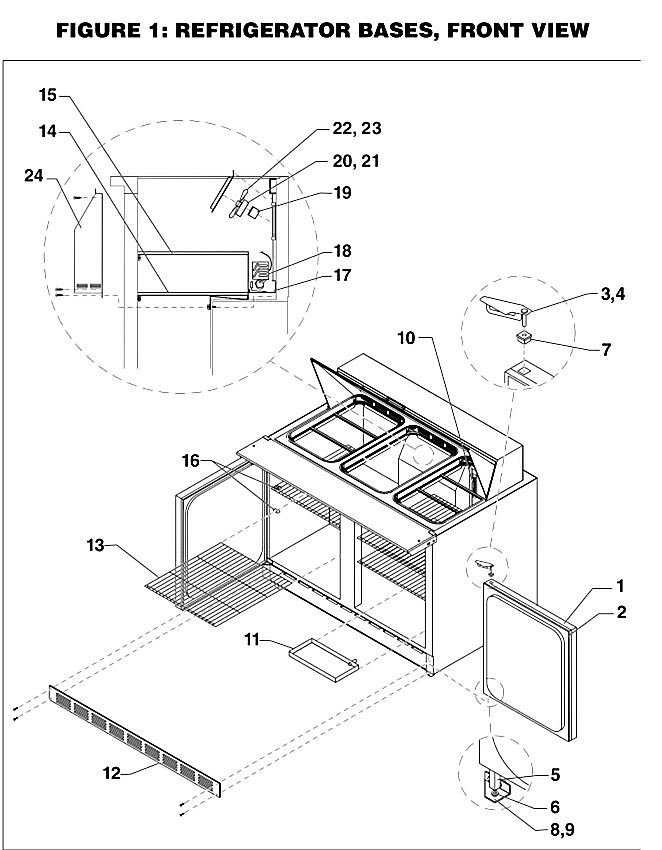 Refrigerator Bases, Front View