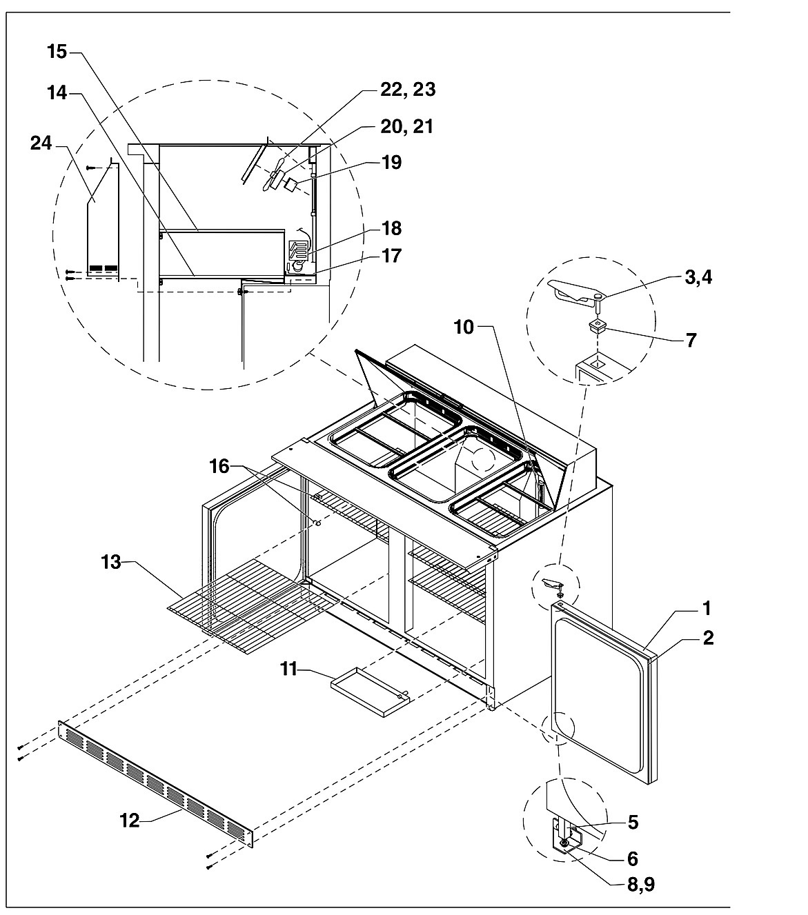 REFRIGERATOR BASES, FRONT VIEW