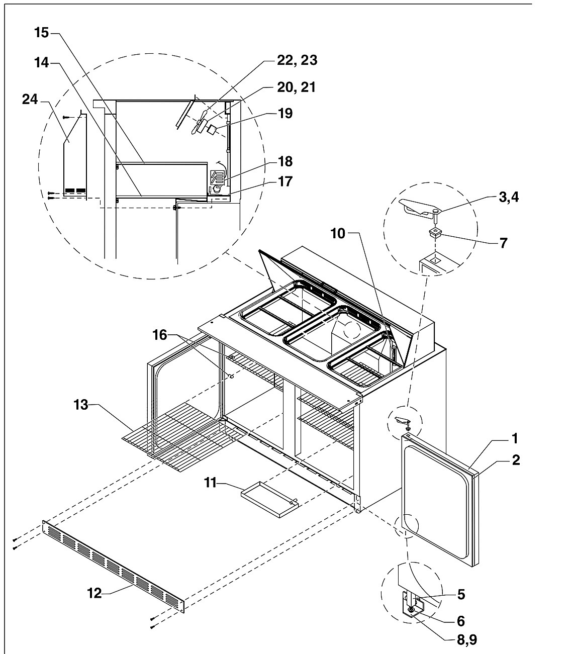 REFRIGERATOR BASES, FRONT VIEW