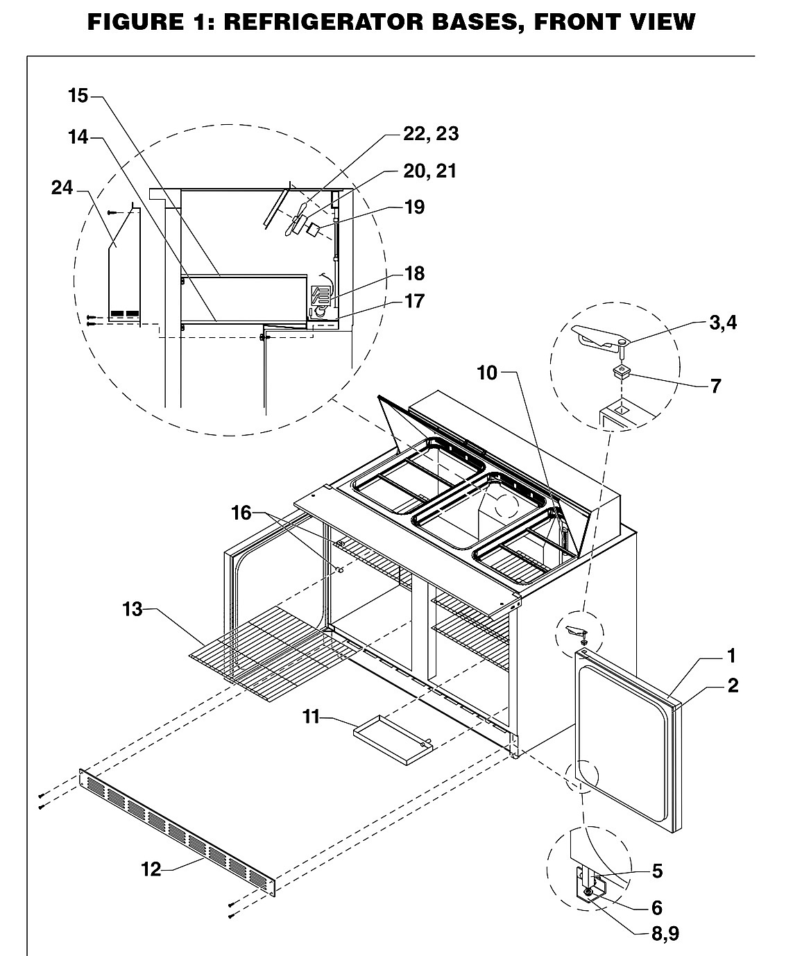 REFRIGERATOR BASES, FRONT VIEW
