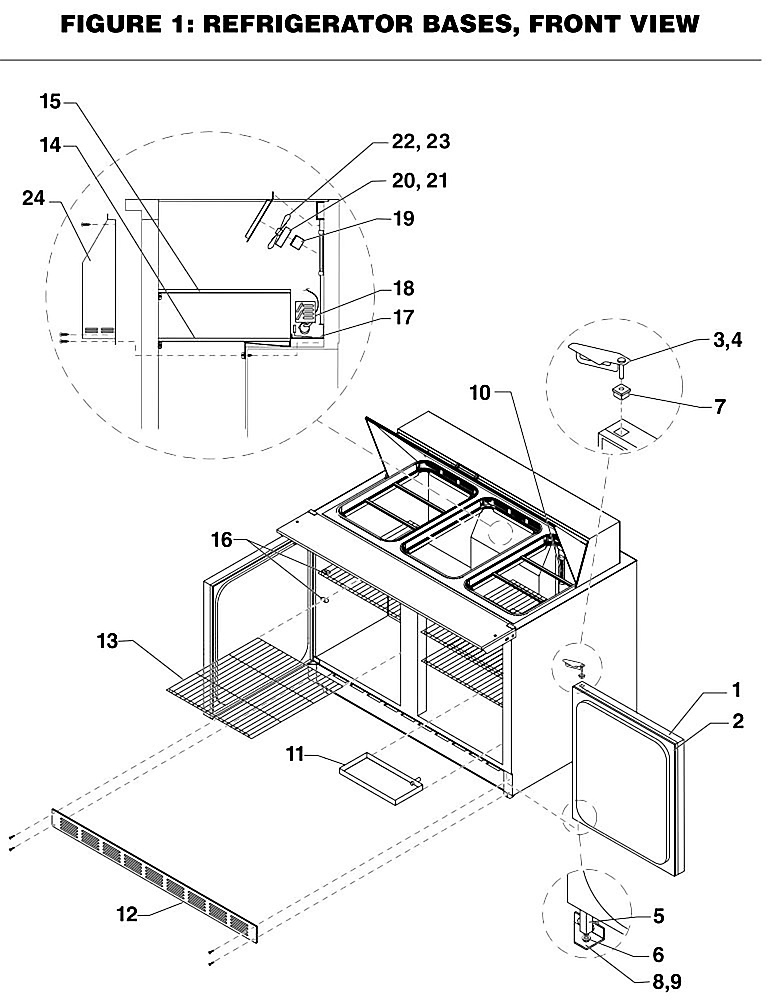 Refrigerator Bases, Front View