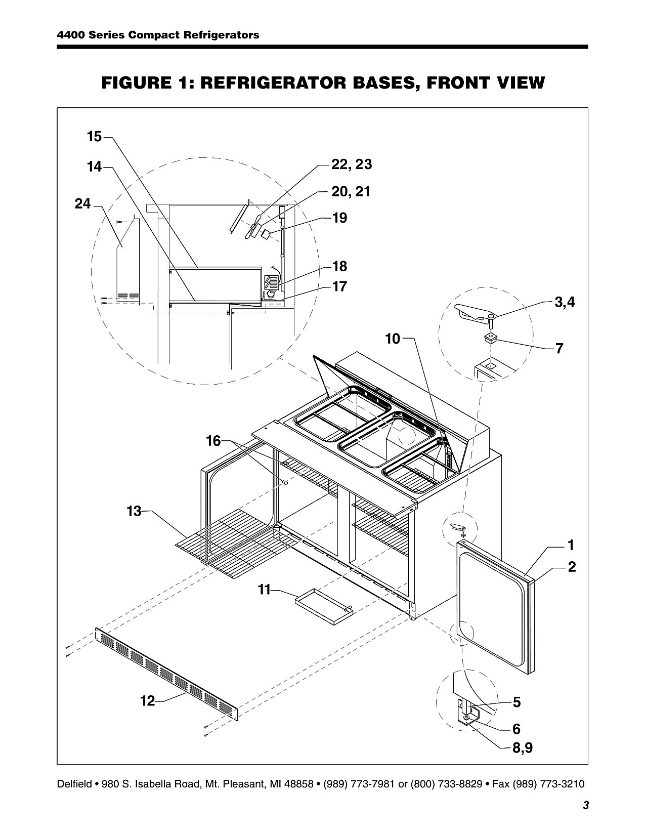 Refrigerator Bases, Front View
