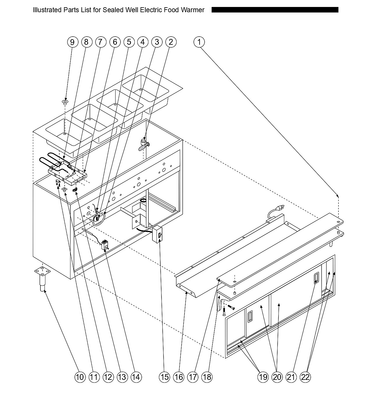 Illustrated Parts List for Sealed Well Electric Food Warmer