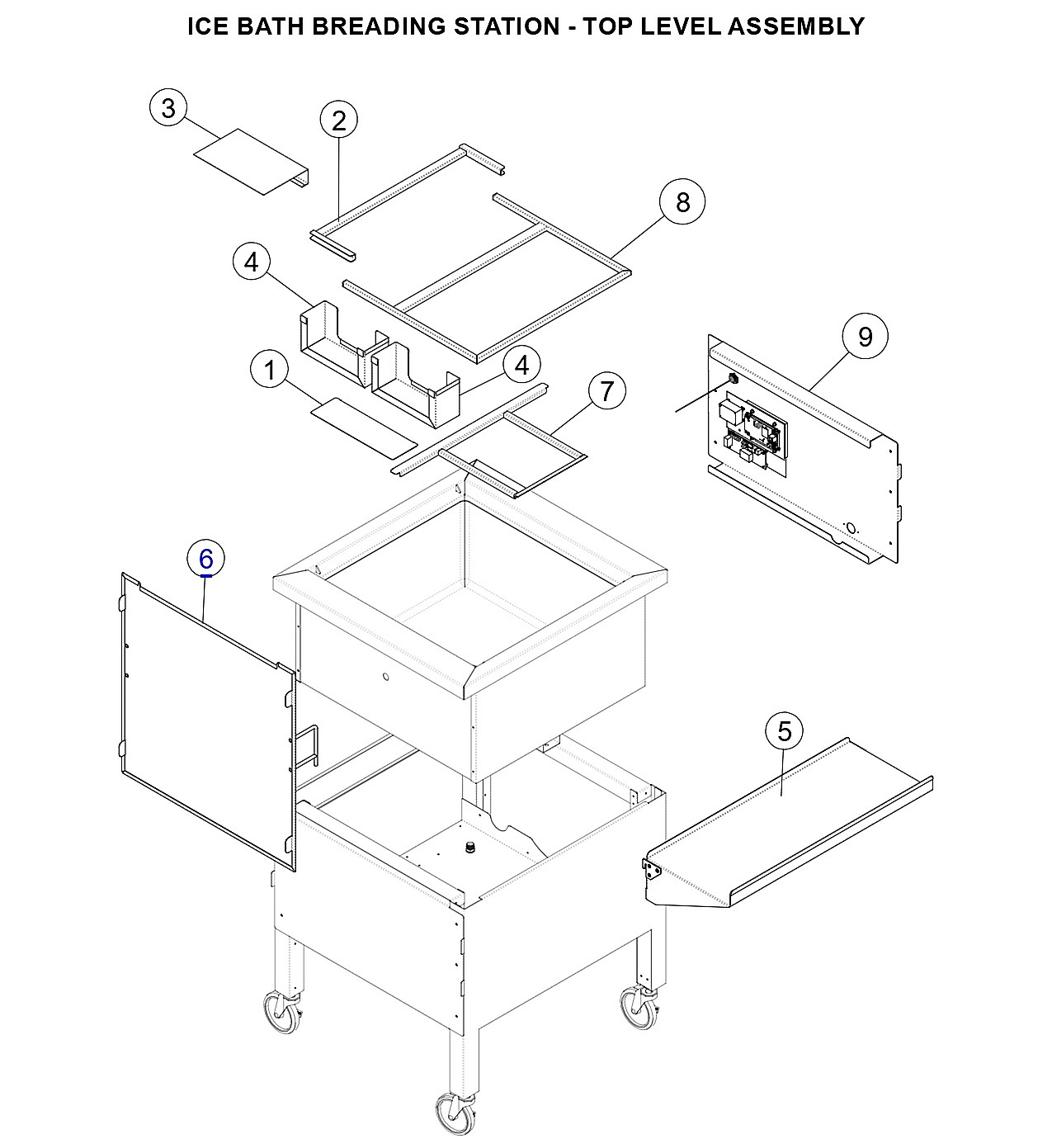 ICE BATH BREADING STATION - TOP LEVEL ASSEMBLY