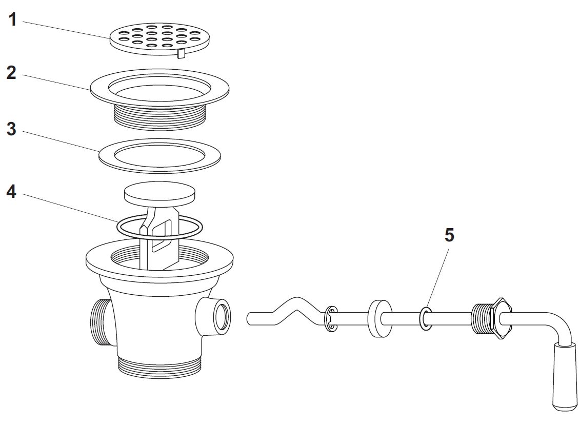 SUB-LD1E Twist Handle Waste Outlet Parts List