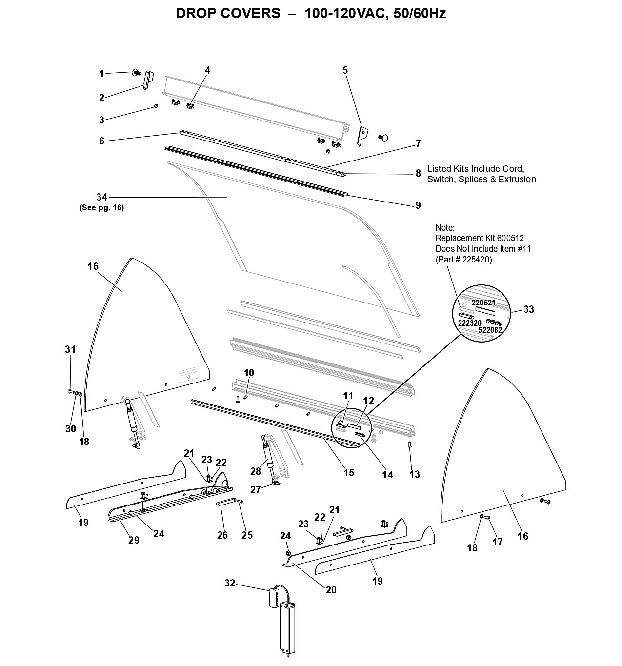 DROP COVERS � 100-120VAC, 50/60Hz