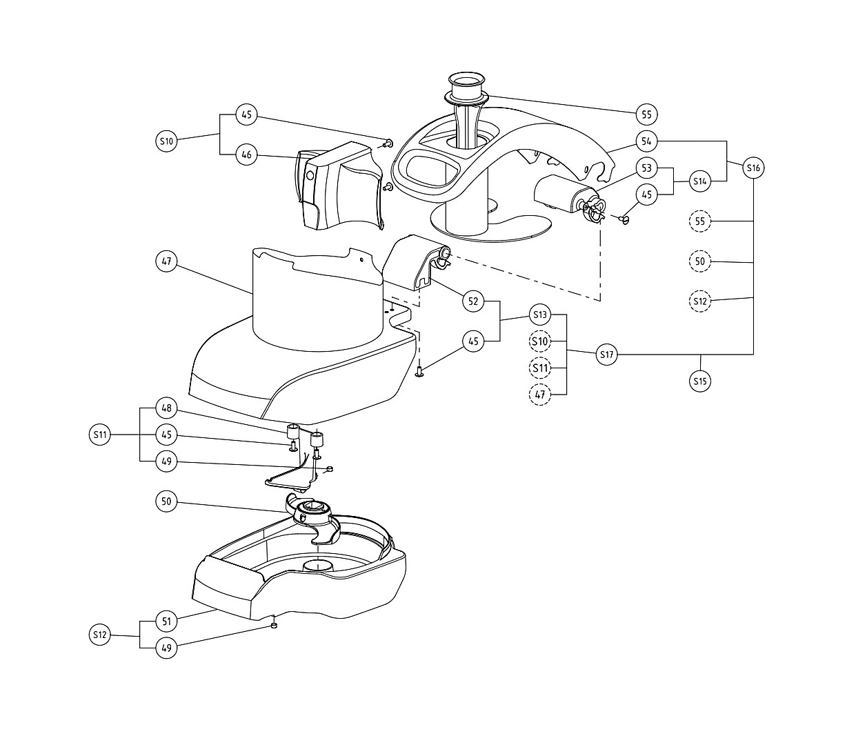 Hopper exploded view