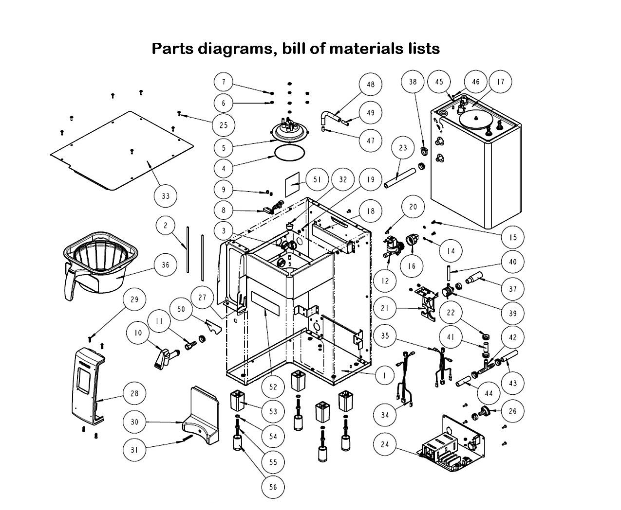 Parts diagrams, bill of materials lists