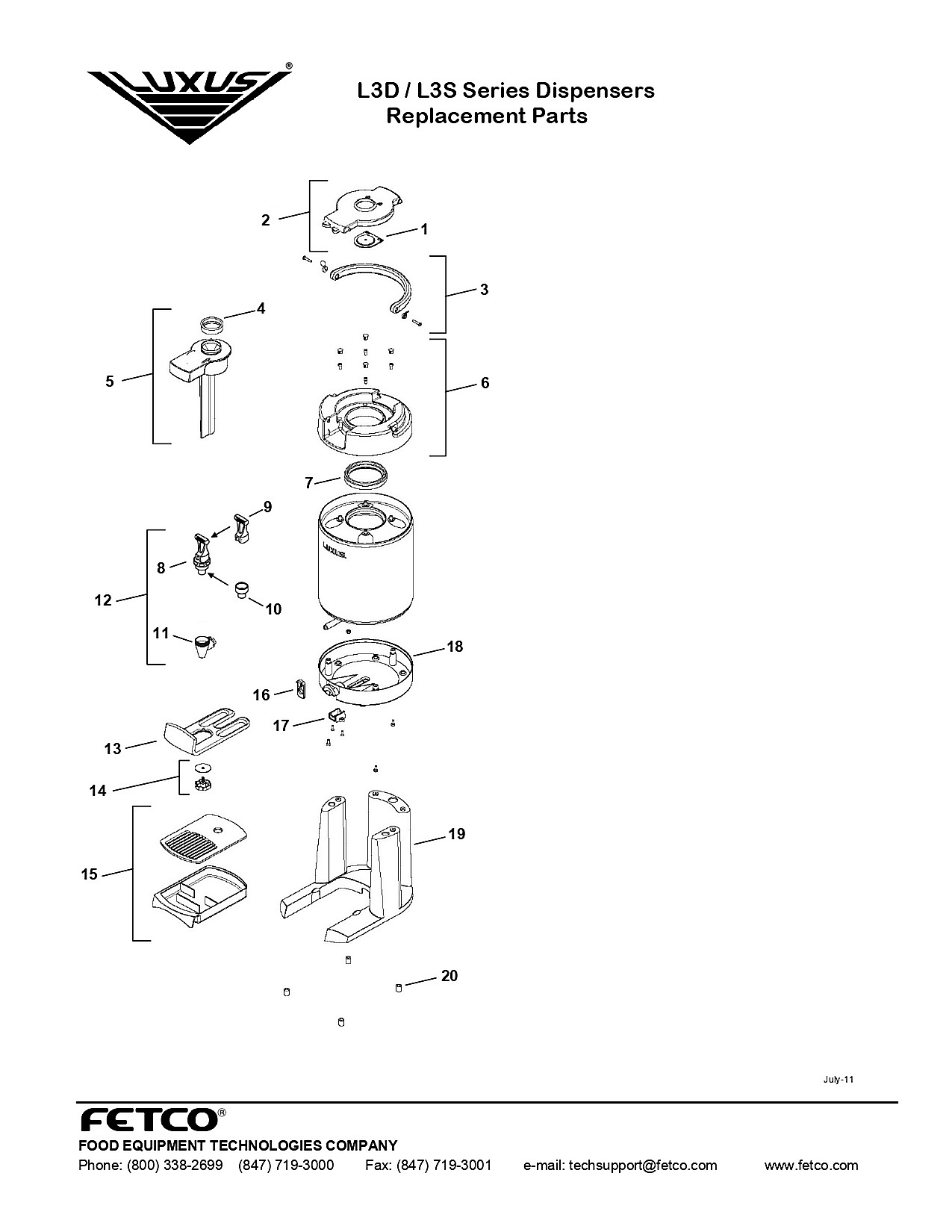 L3D / L3S Series Dispensers Replacement Parts