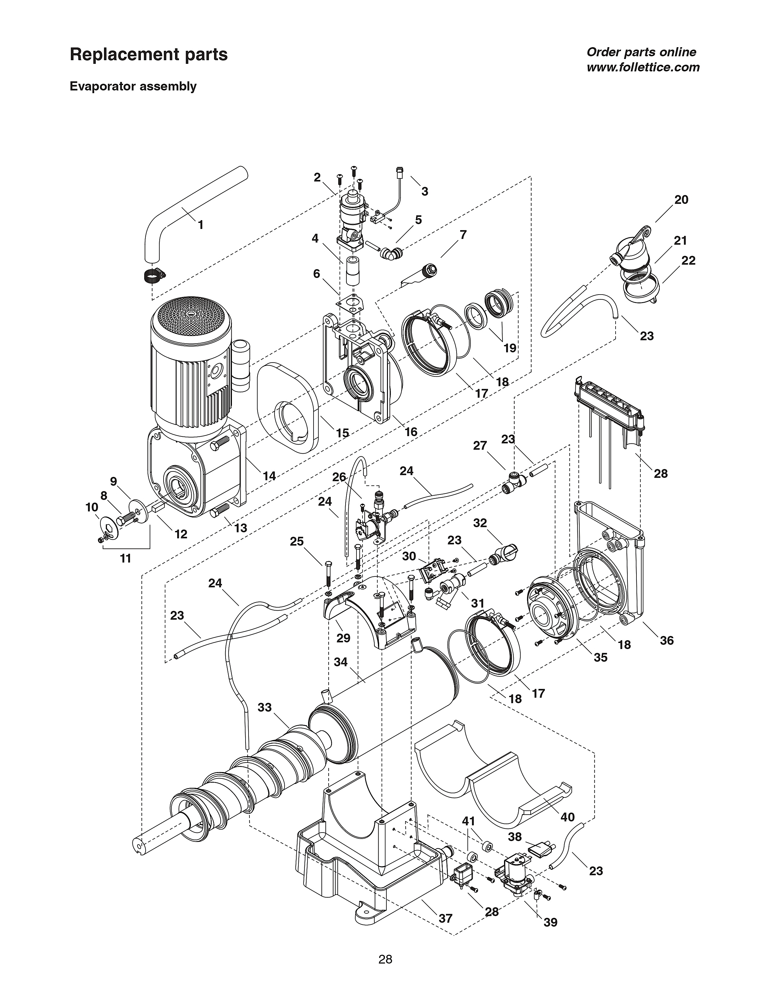 Replacement parts Evaporator assembly