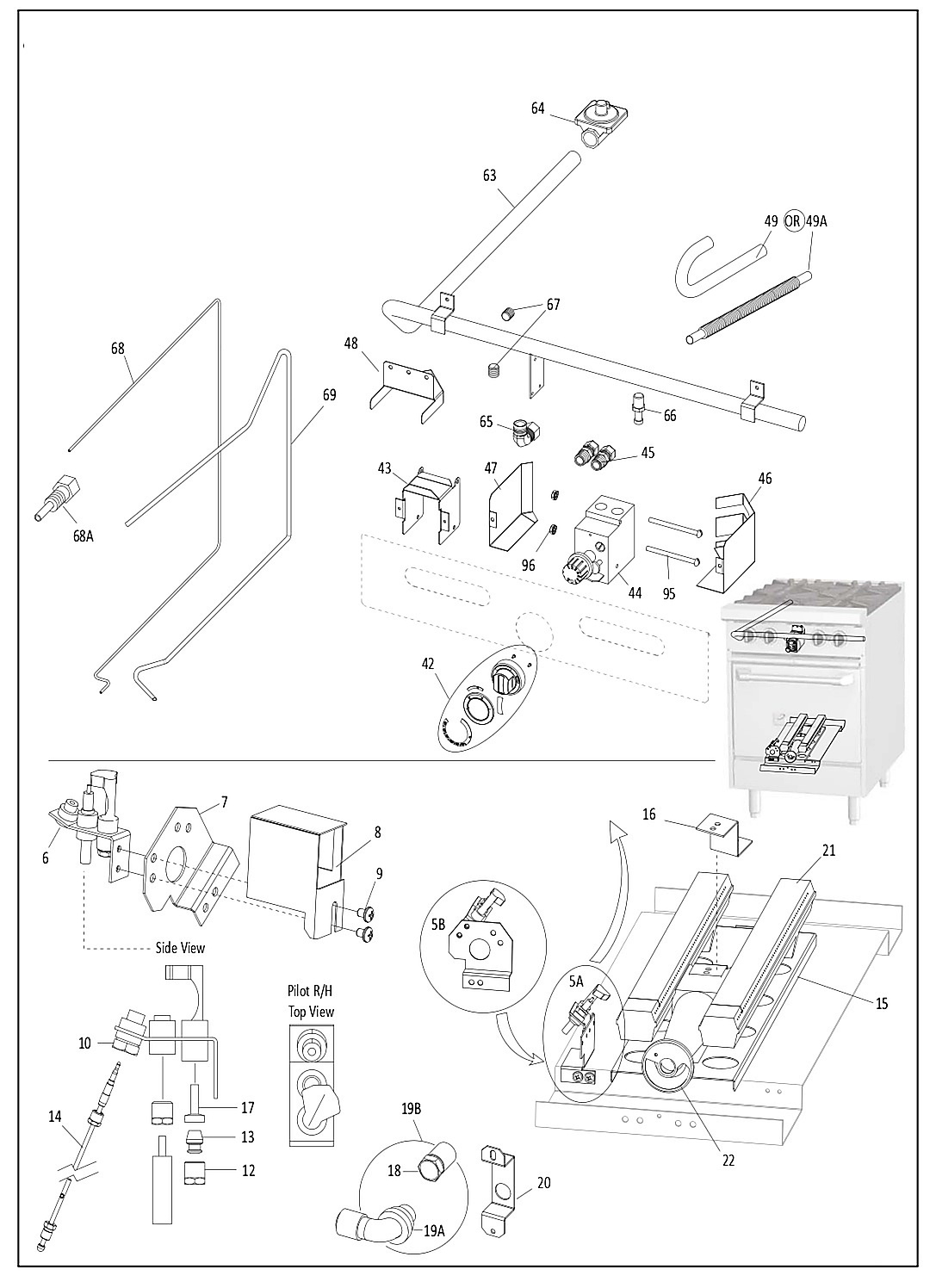 24" SINGLE SPACE SAVER OVEN / CABINET DOOR COMPONENTS - 1
