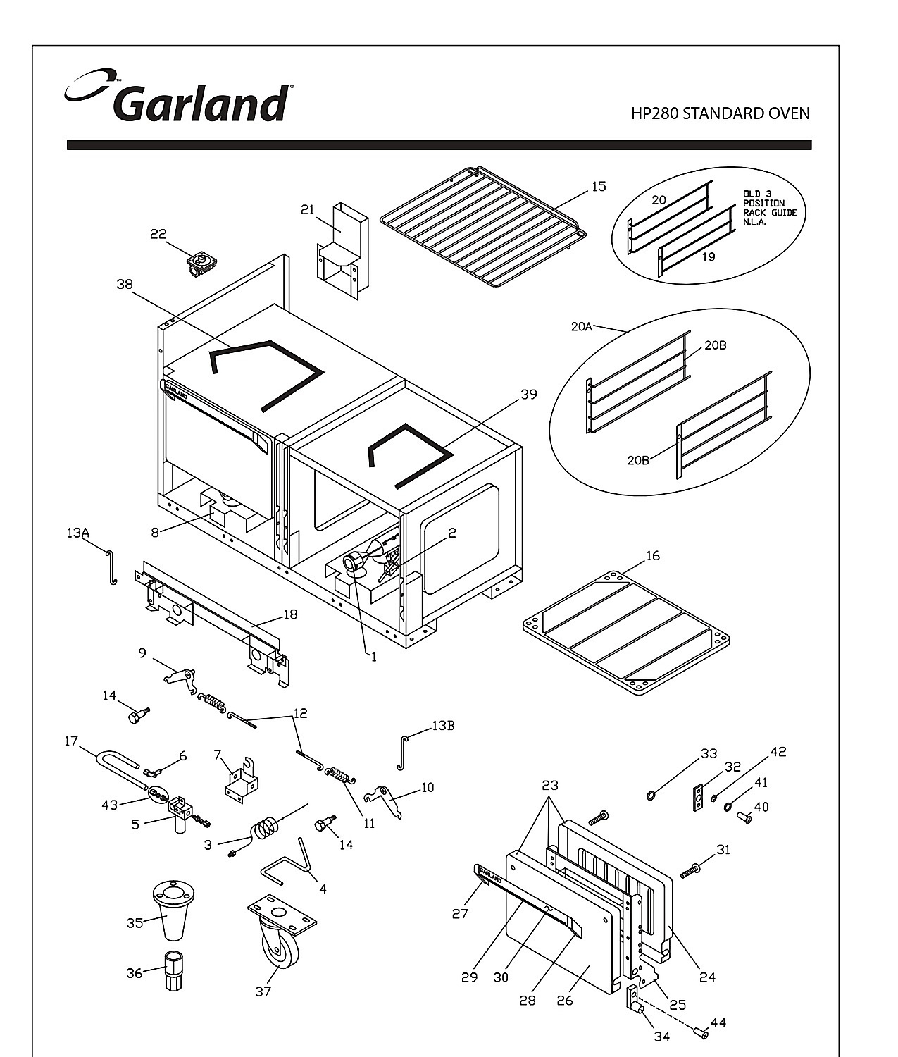 GARLAND PARTS IDENTIFICATION Standard Oven HP-280 Series Parts