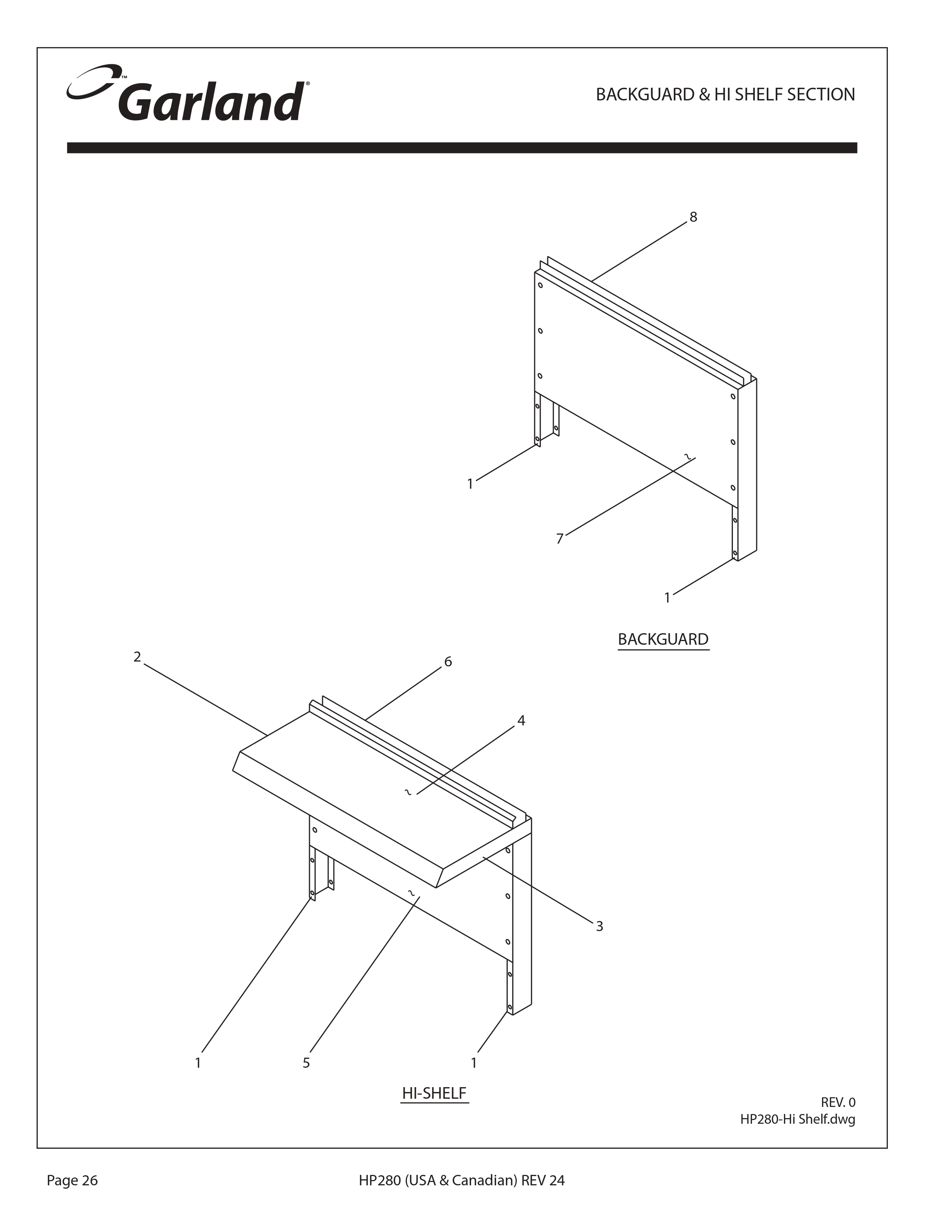 BACKGUARD & HI SHELF SECTION