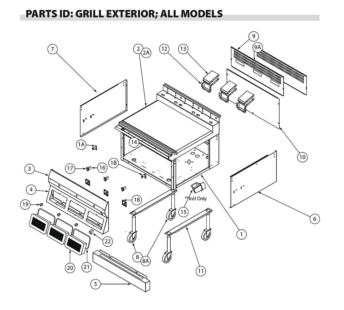 PARTS ID: GRILL EXTERIOR; ALL MODELS