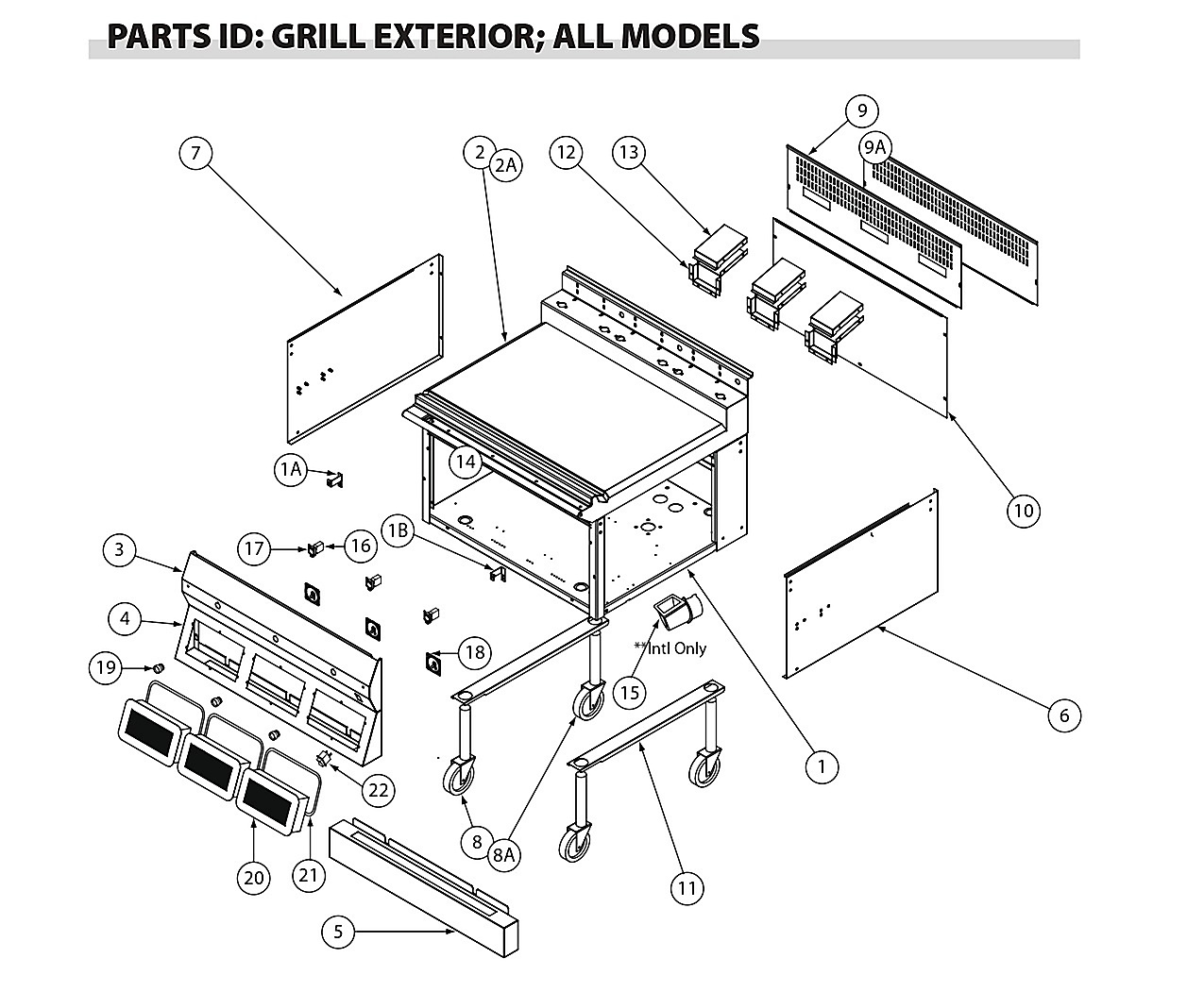 GRILL EXTERIOR; ALL MODELS