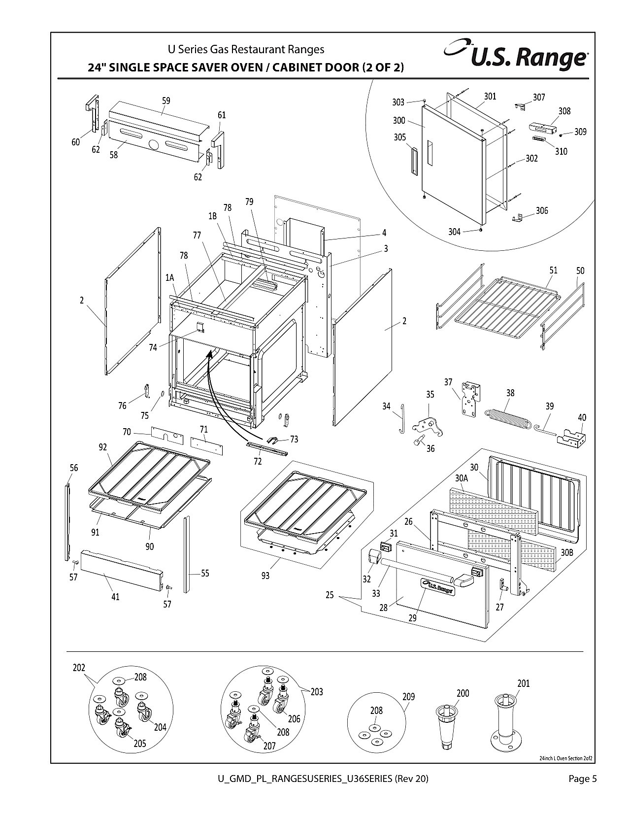 24 Inch Single Space Saver Oven / Cabinet Door