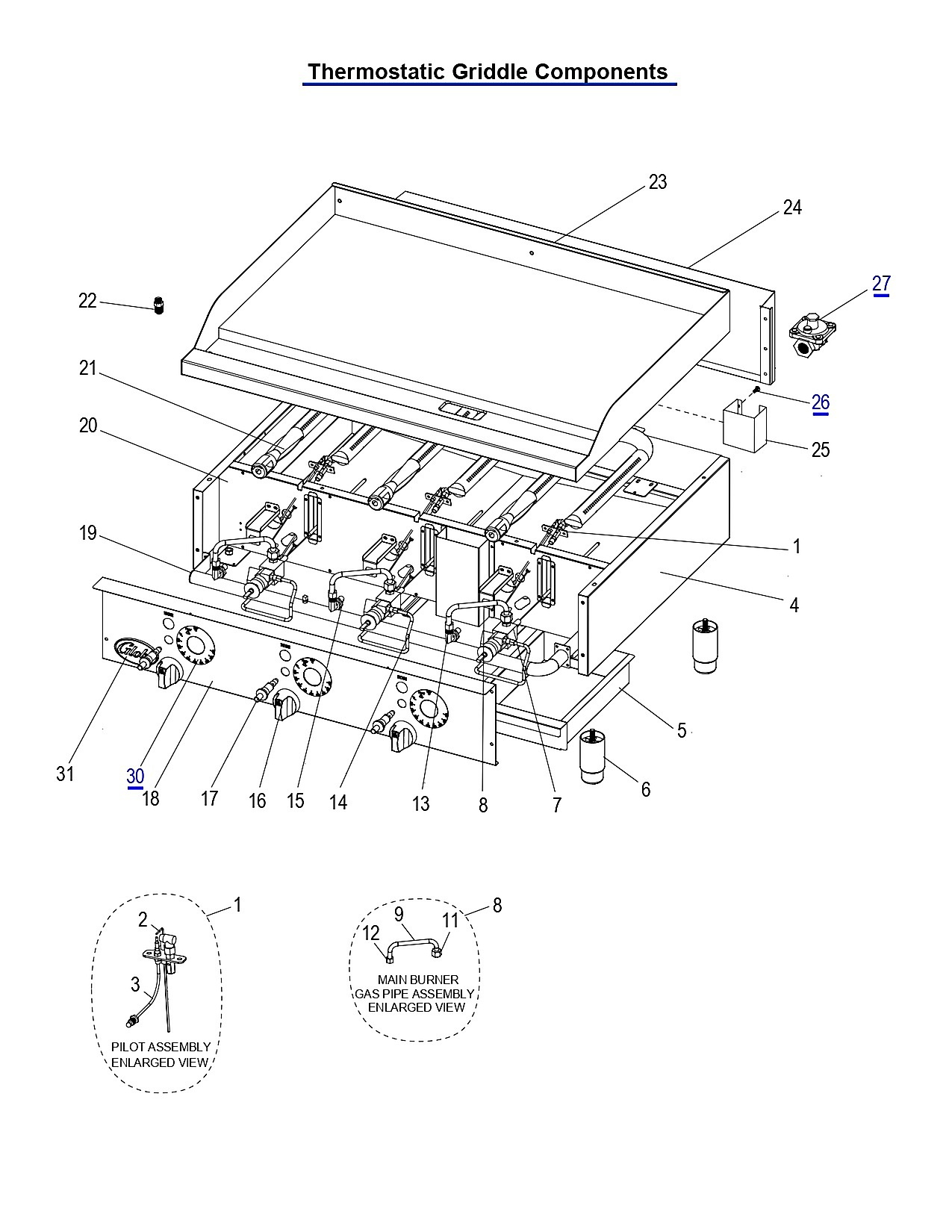 Thermostatic Griddle Components