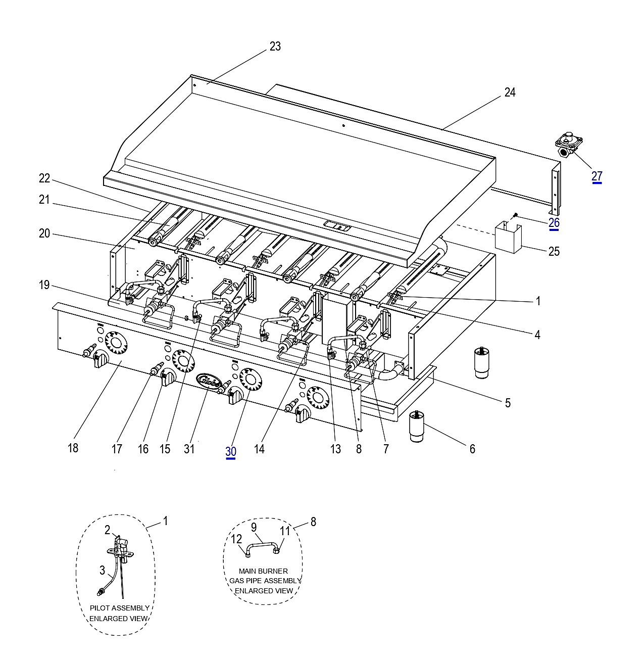 GG48TG Thermostatic Griddle Components