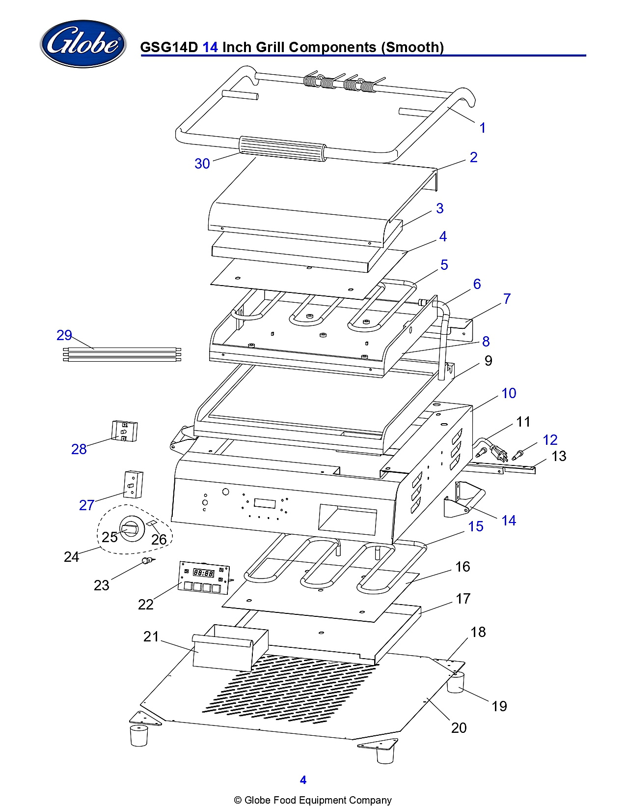 GSG14D 14 Inch Grill Components (Smooth)