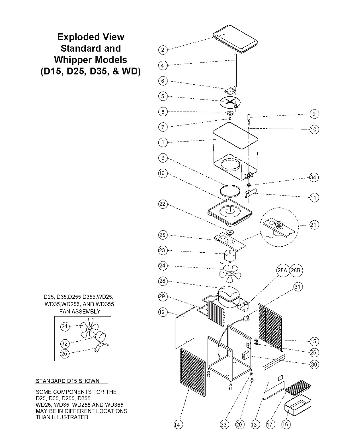 Exploded View Standard and Whipper Models