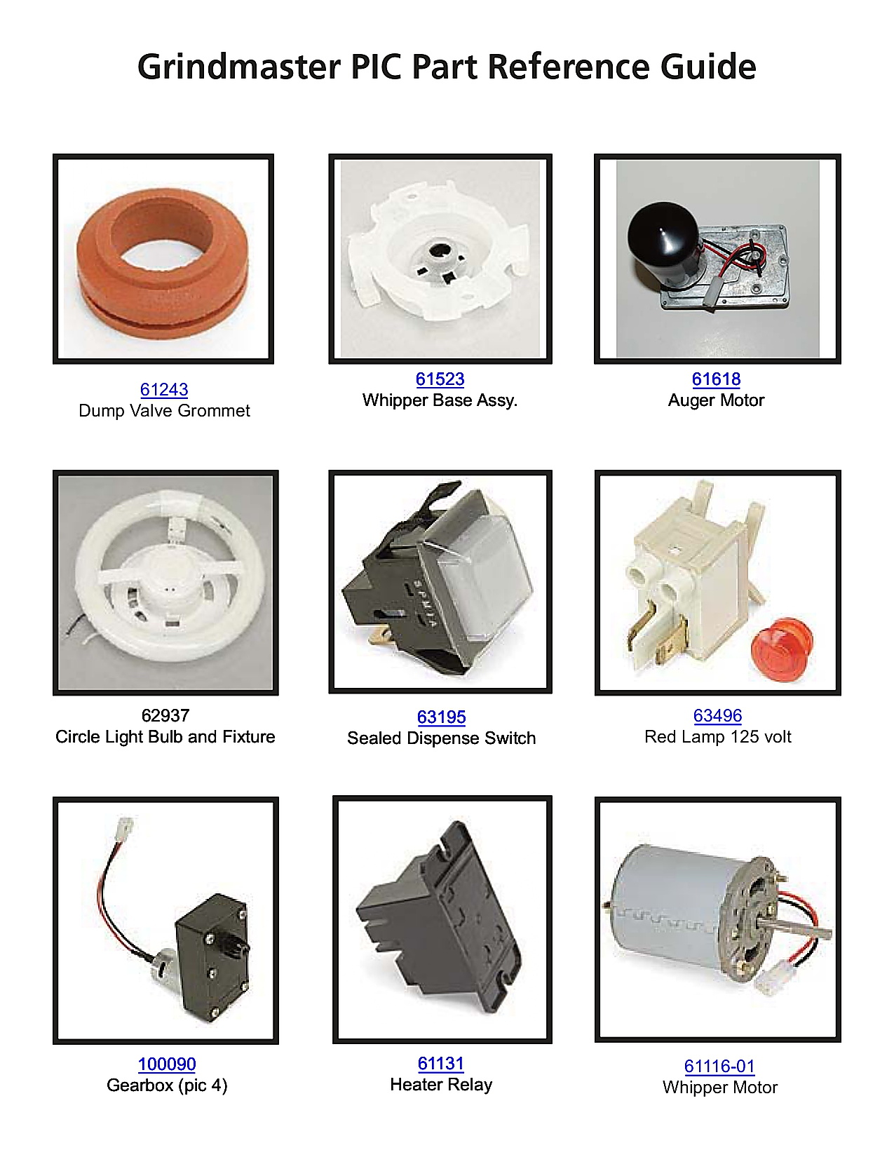 Grindmaster PIC Part Reference Guide