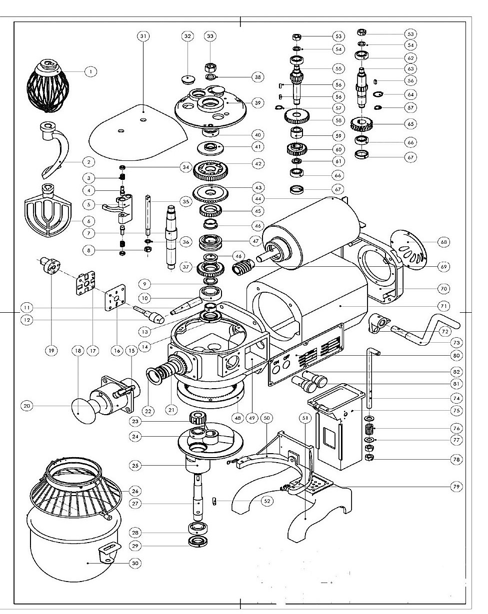 PARTS OF 10 L MIXERS