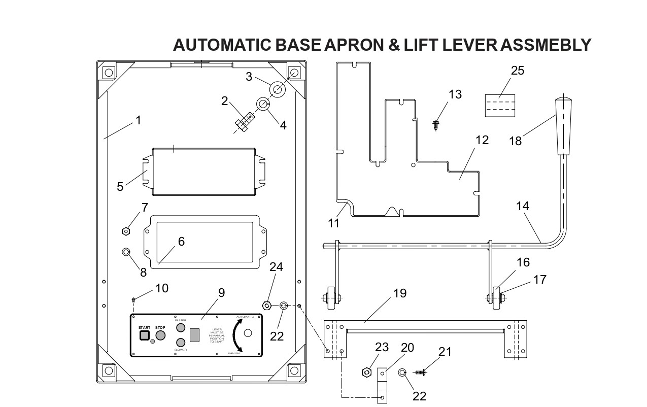 AUTOMATIC BASE APRON & LIFT LEVER ASSMEBLY