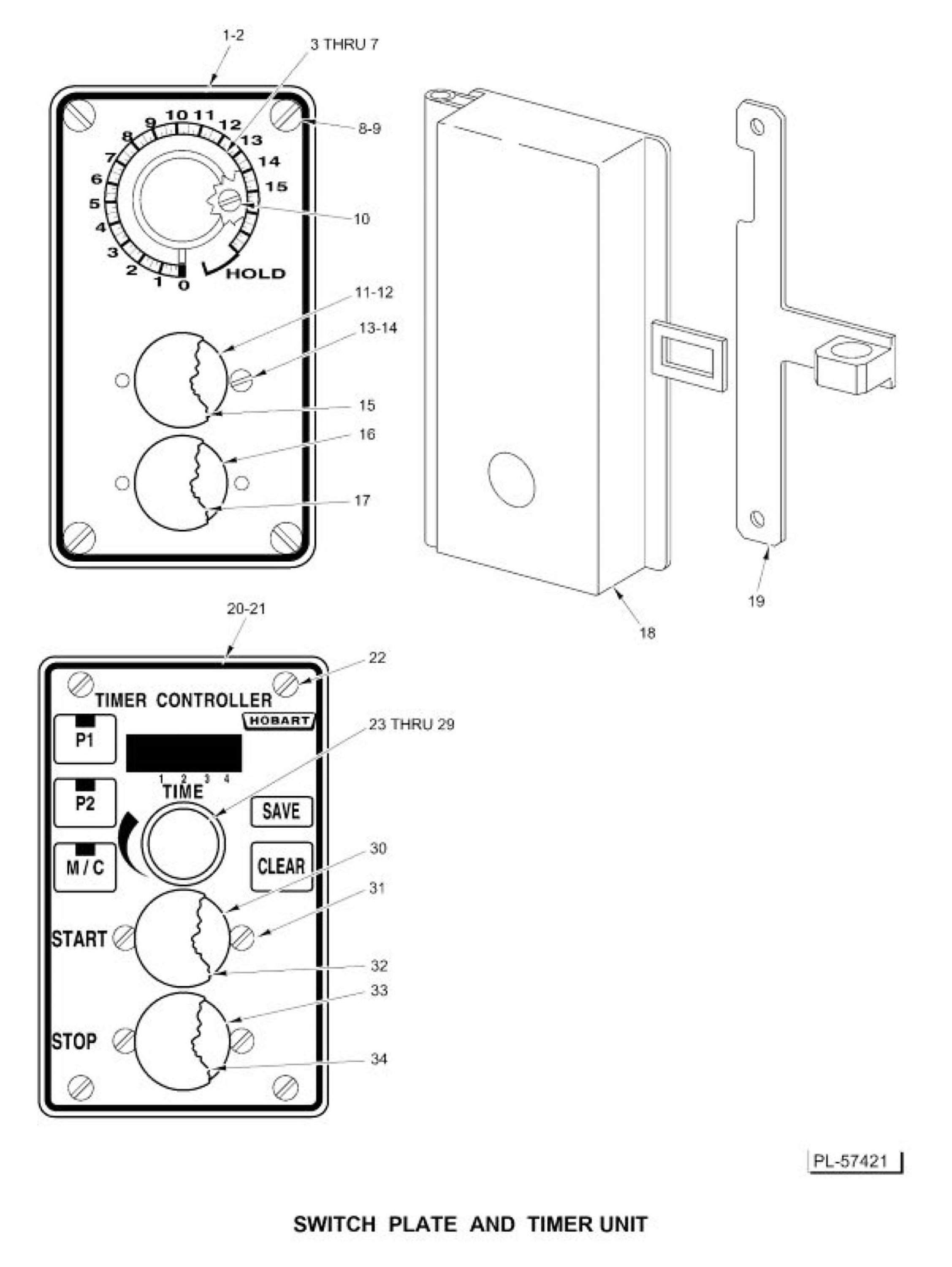 Hobart SWITCH PLATE AND TIMER UNIT