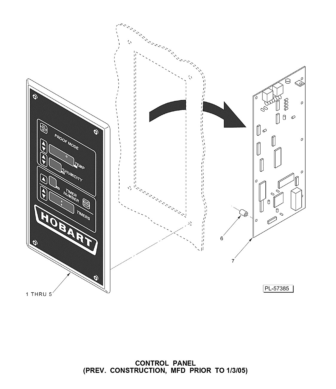 CONTROL PANEL (PREV. CONSTRUCTION, MFD PRIOR TO 1/3/05)