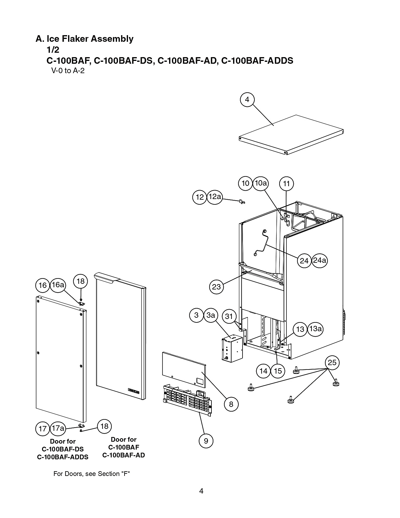 Ice Flaker Assembly 1/2 C-100BAF, C-100BAF-DS, C-100BAF-AD, C-100BAF-ADDS