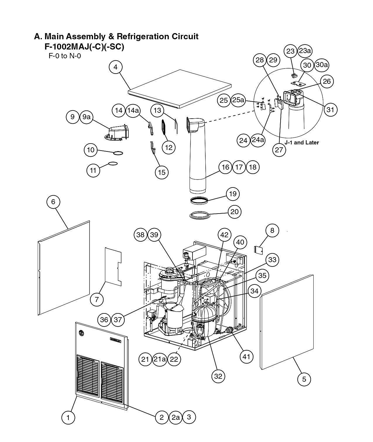 Main Assembly & Refrigeration Circuit F-1002MAJ(-C)(-SC)