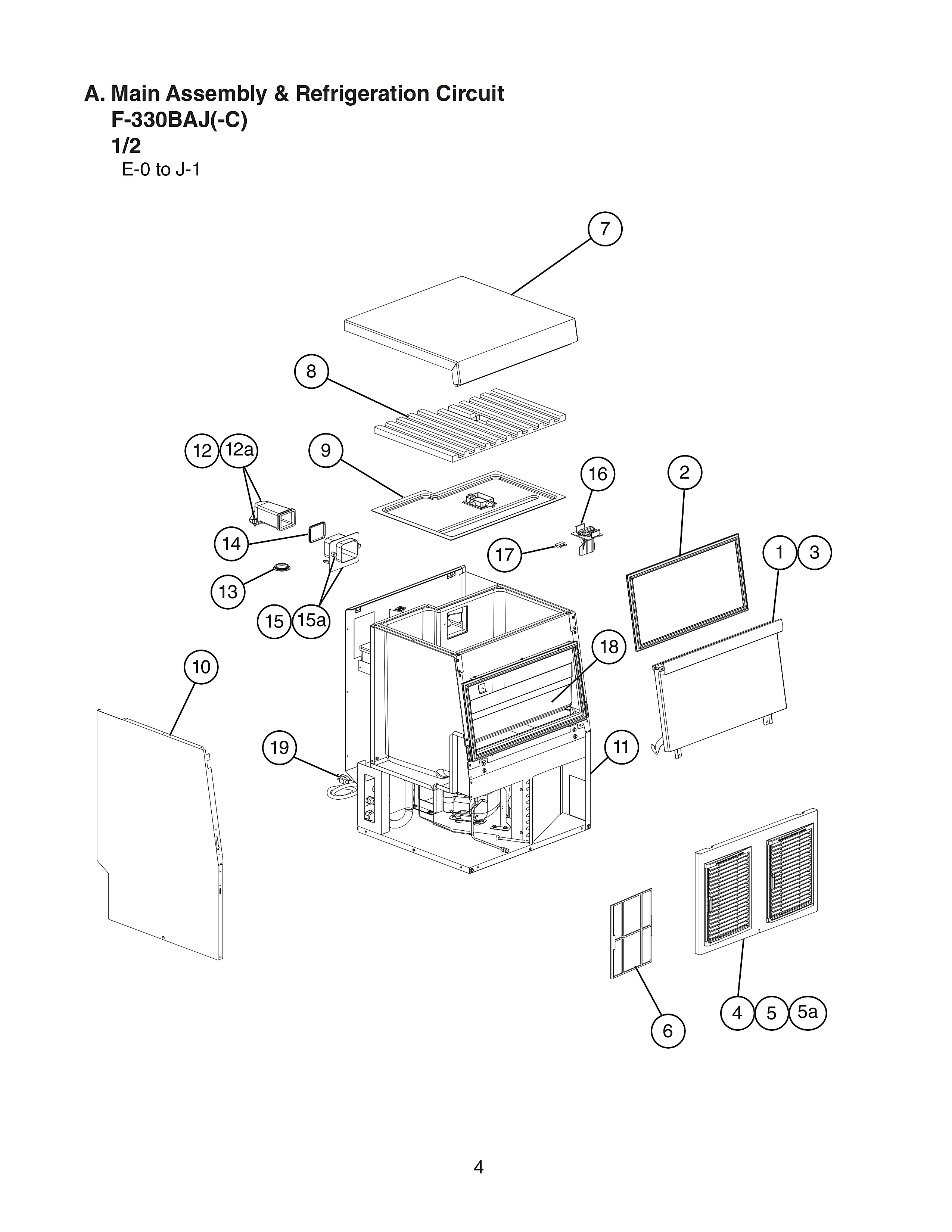 A. Main Assembly & Refrigeration Circuit F-330BAJ(-C) 1/2